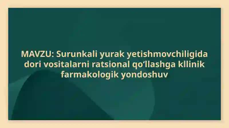 Surunkali yurak yetishmovchiligida dori vositalari 2