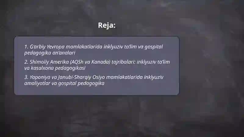 Xorijiy mamlakatlatlarda inklyuziv ta’lim va gospital pedagogika 2