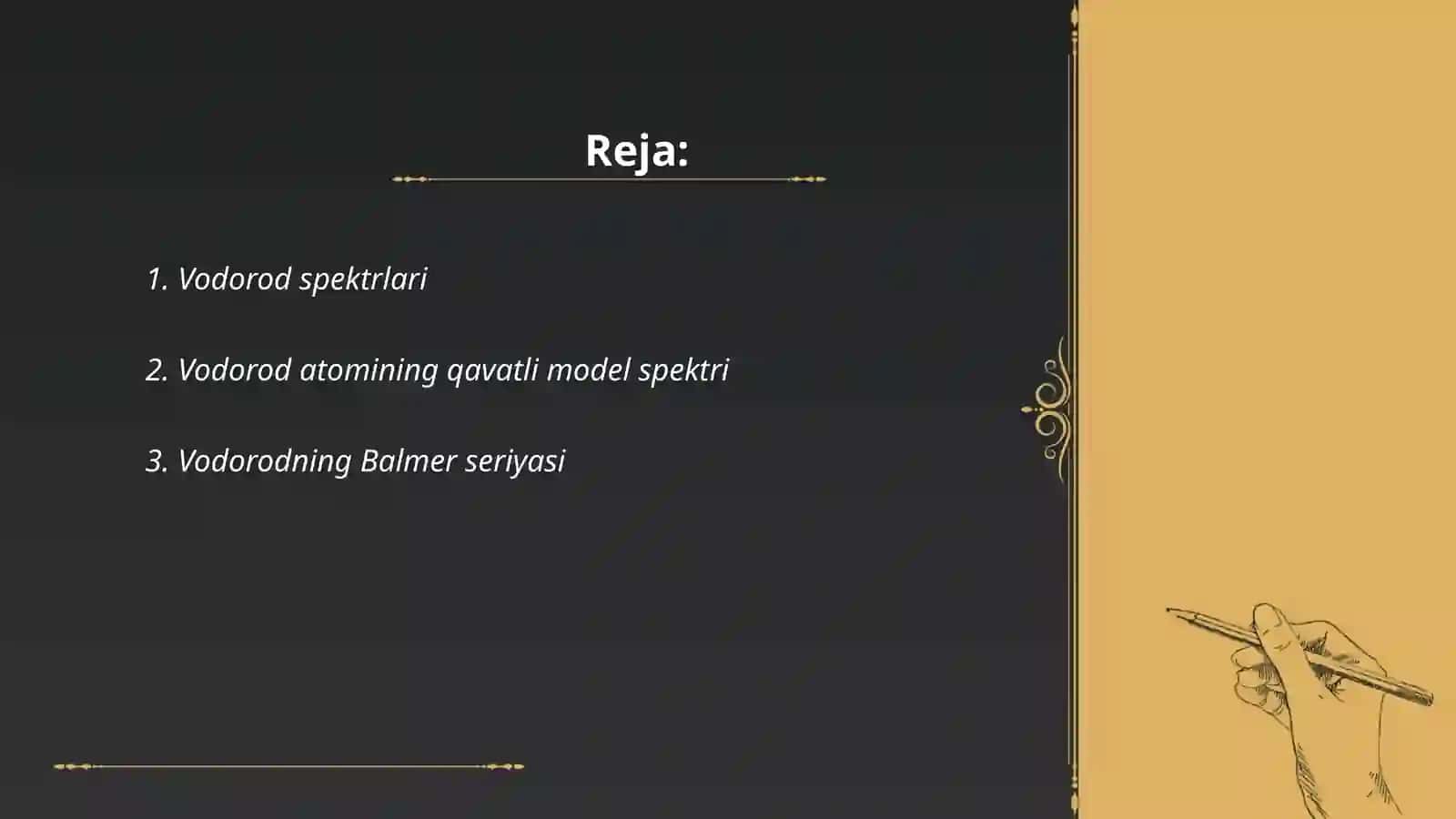 Vodorod va boshqa metalmas elementlar spektorlari 2