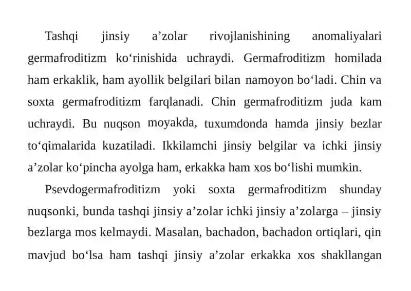 AYOLLAR JINSIYA'ZOLARI RIVOJLANISHI 2