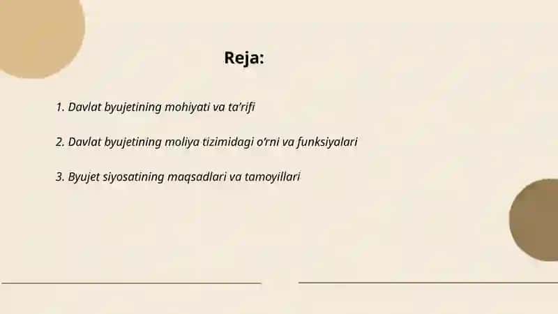 Davlat byujetining mohiyati moliya tizimidagi o'rni va tarkibi 2