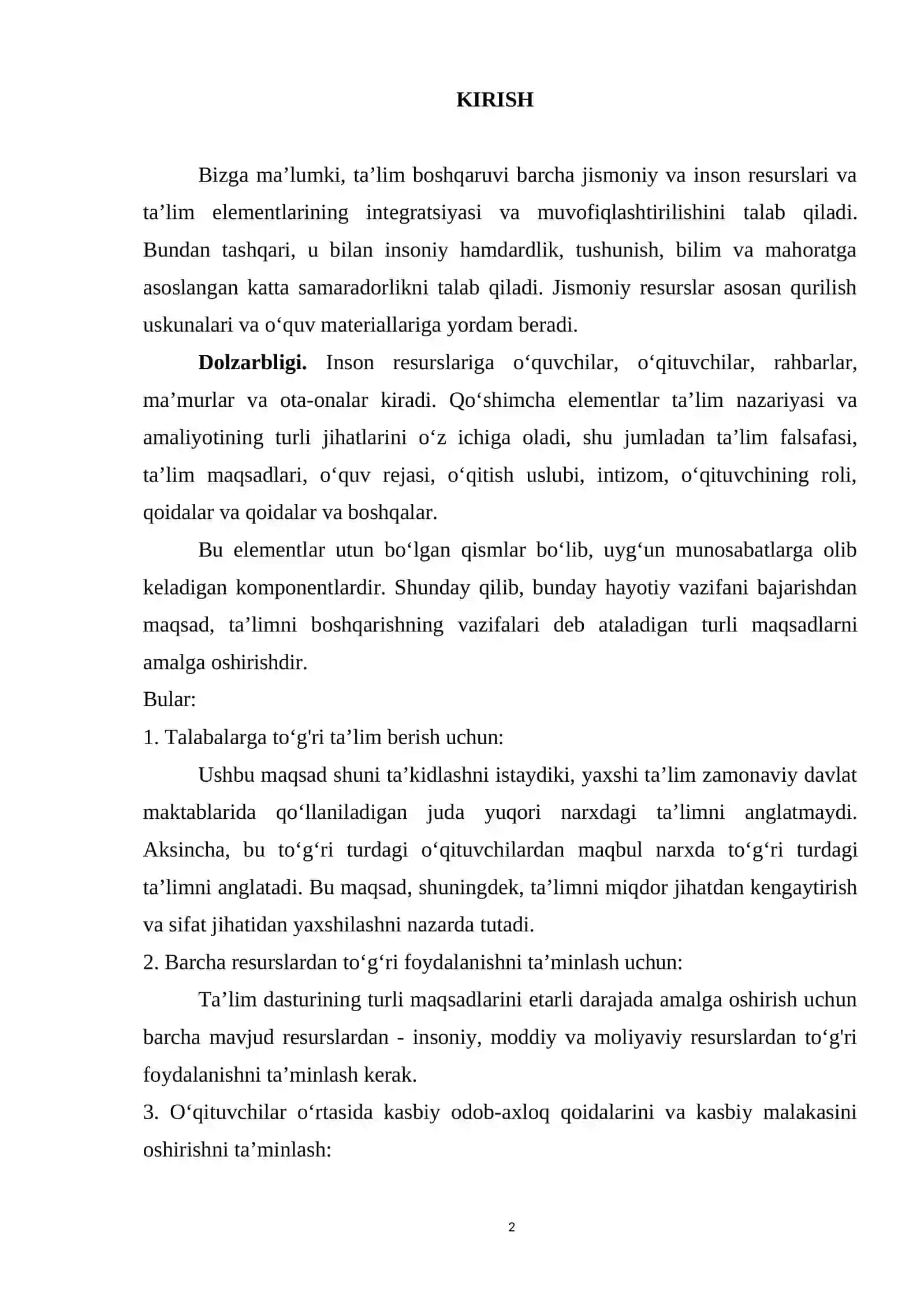 Ta’lim menejmentini o‘qitishda eleKtron modullar paketi va dasturiy vositalardan foydalanish 2
