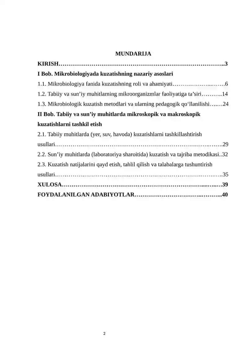 MIKROBIOLOGIYA DARSLARIDA TABIIY VA SUN’IY MUHITLARDA KUZATISHLARNI TASHKIL ETISH 2