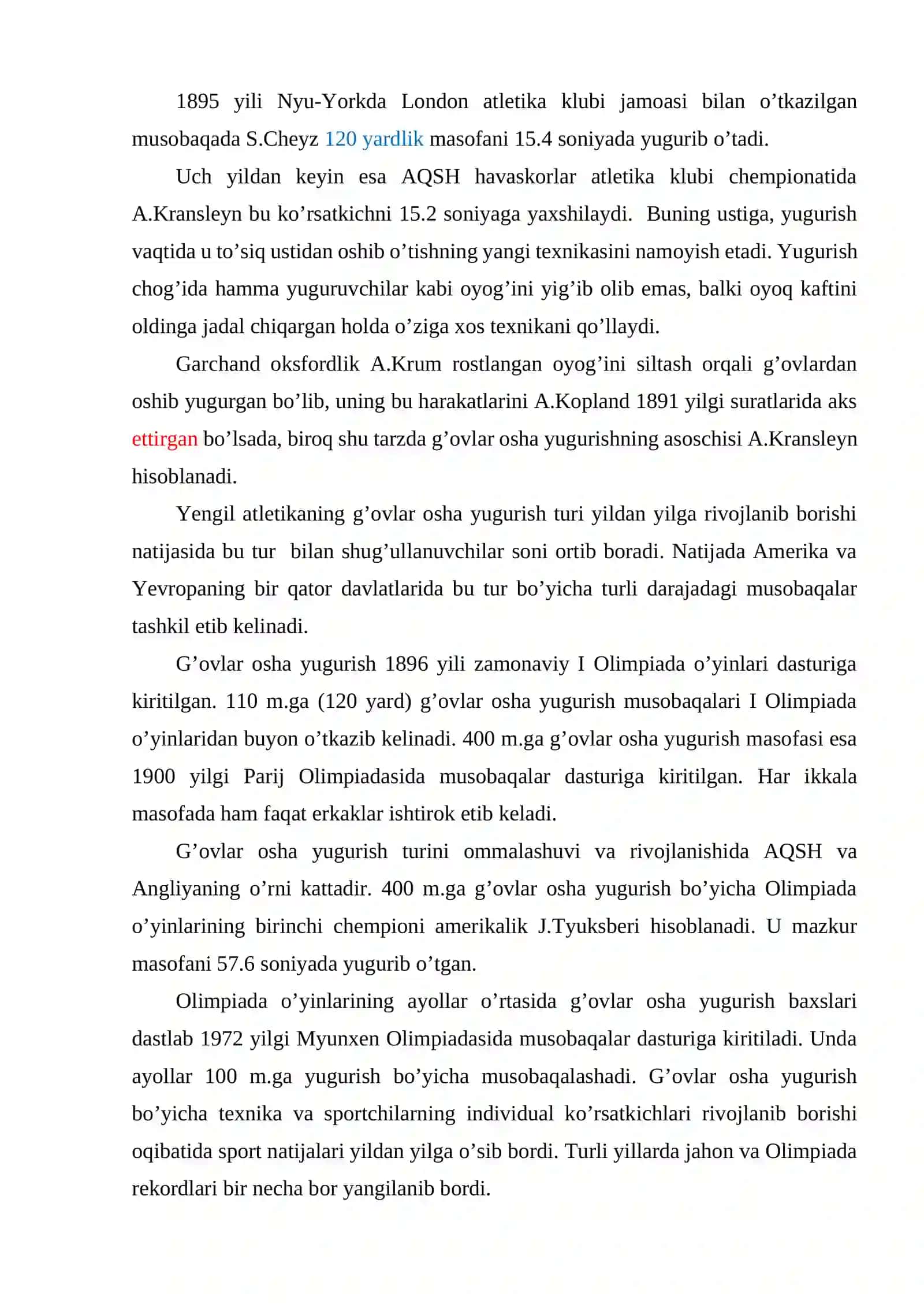 G’ovlar osha yugurish va uning qisqacha rivojlanish tarixi 2