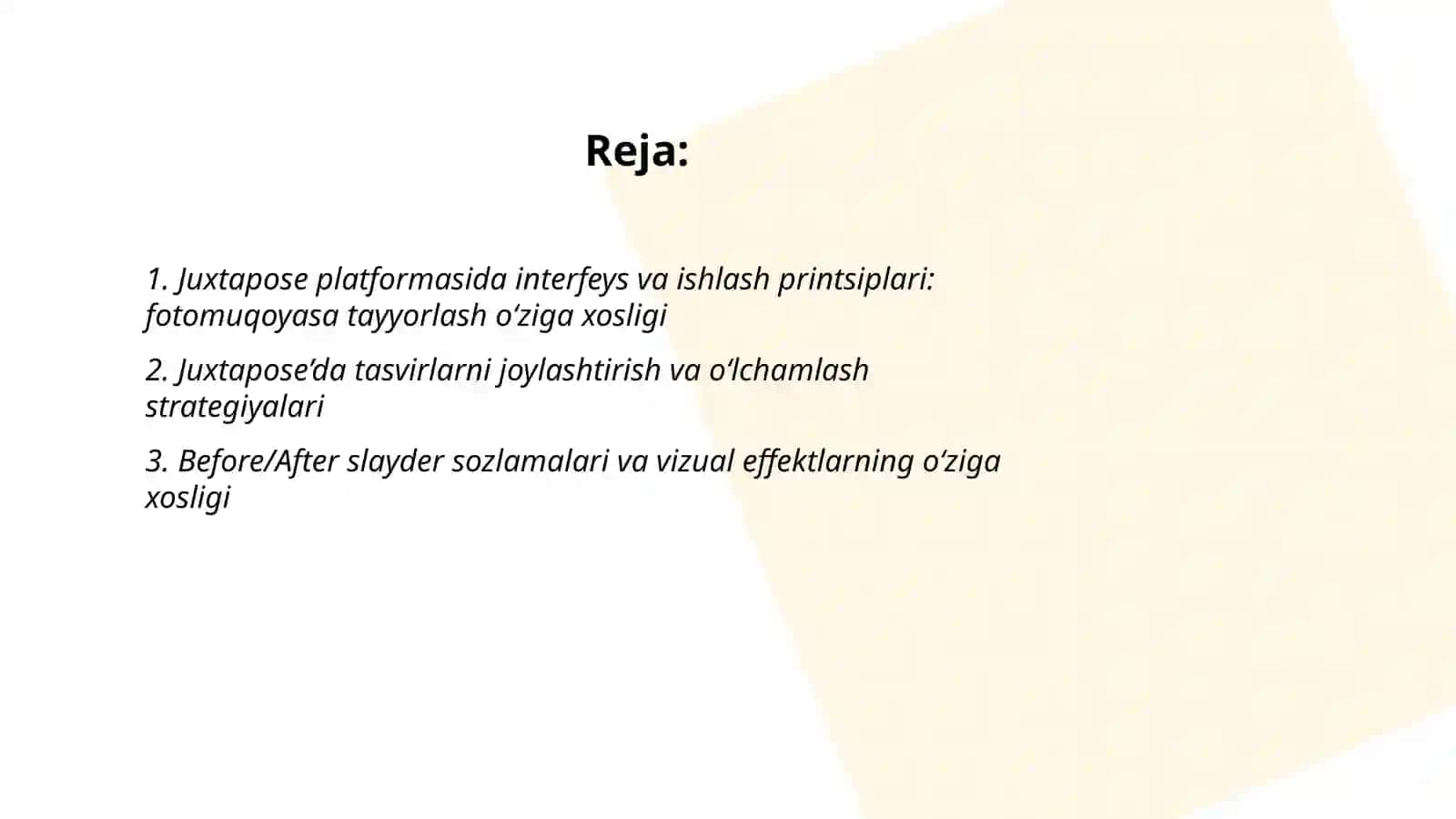 Juxtapose platformasida fotomuqoyasa tayyorlash oʻziga xosligi 2