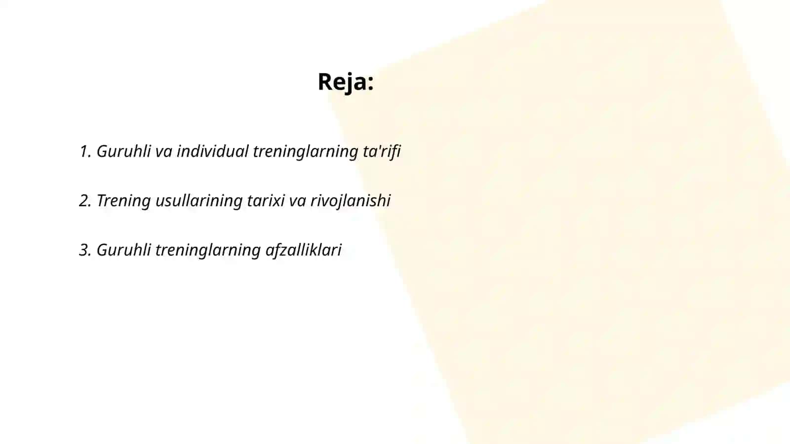Guruhli va individual trening usullarining solishtirilishi 2