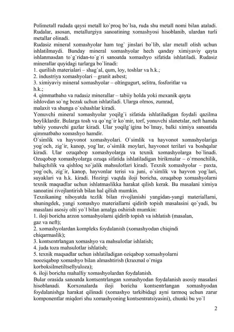 SANOATDA IShLATILADIGAN XOMAShYoLAR, ENЕRGIYa, SUV VA HAVO 2