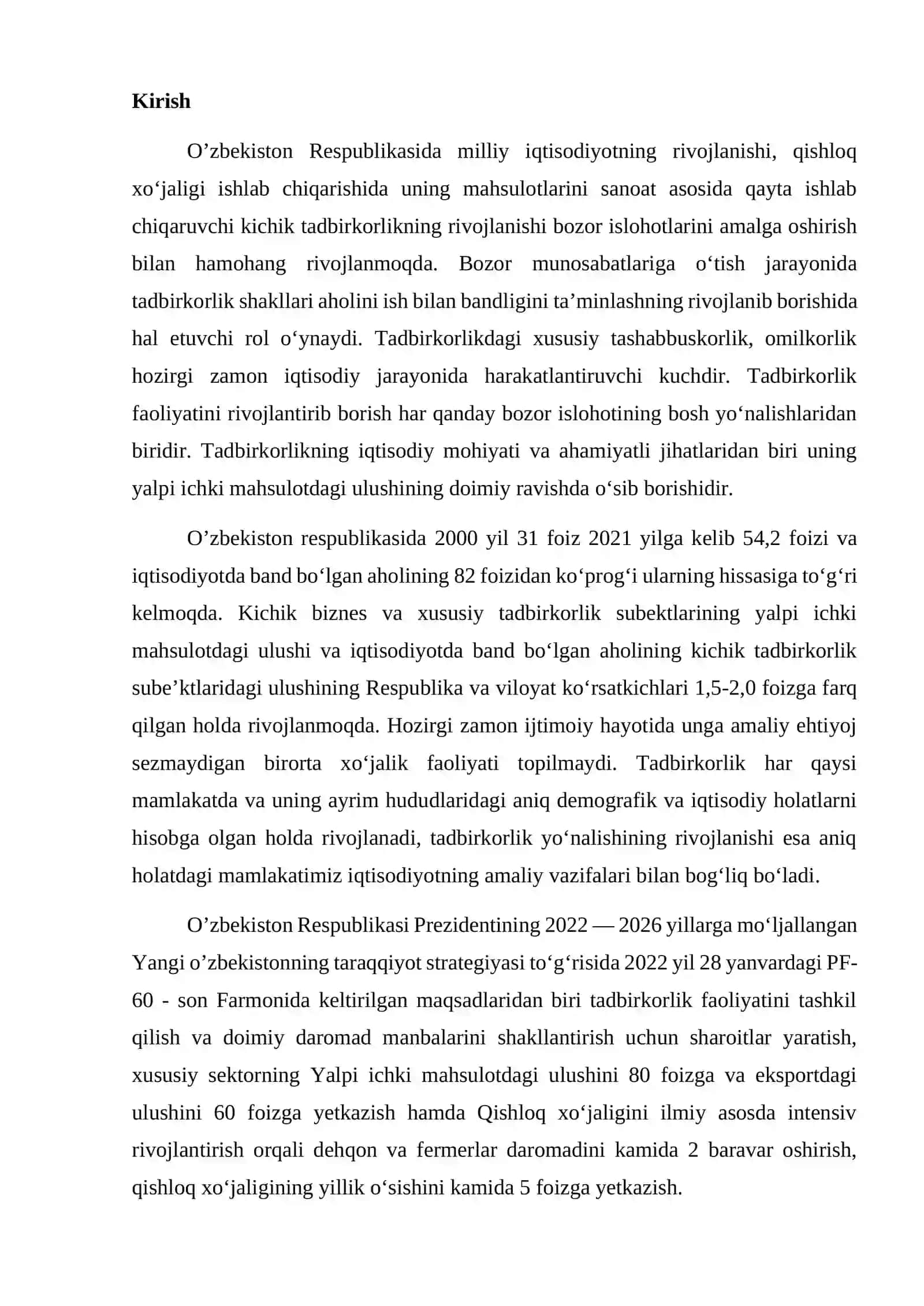Agrosanoat majmuasida kichik biznes va xususiy tadbirkorlikni rivojlantirishning istiqbolllari 2