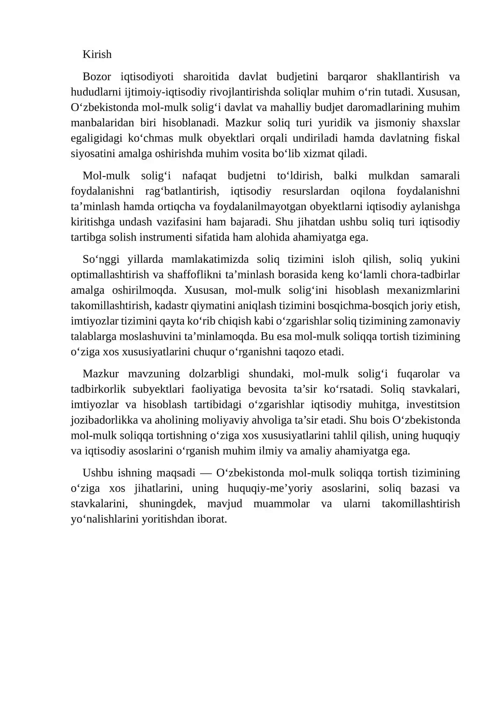 O'zbekistonda mol-mulk soliqqa tortishning oʻziga xos xususiyatlari 2