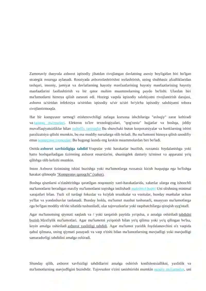 AXBOROT XAVFSIZLIGIGA TAHDIDLARNING ASOSIY TURLARI 2