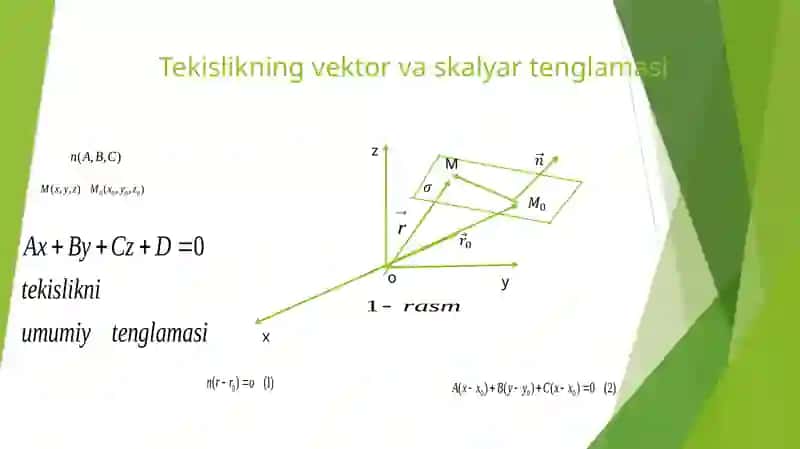 Fazodatekisliklarning,vektor,umumiy, normaltenglamalari 2