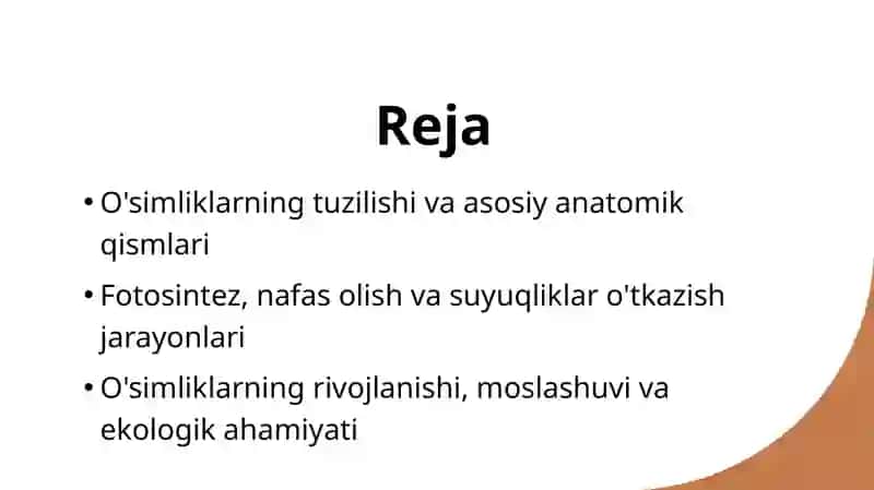 O'simliklar anatomiyasi va fiziologiyasi. 2