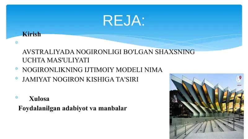 Nogironligi bor shaxslarning ijtimoiy huquqiy himoyasining Avstraliya tajribasi 2
