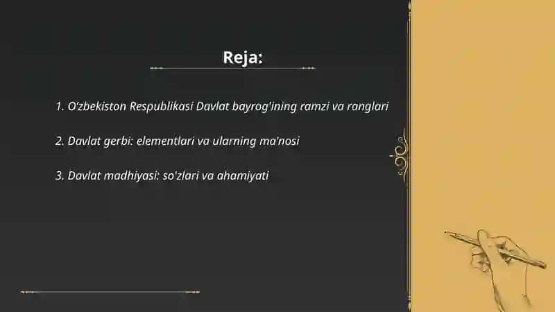 O’zbekiston Respublikasi Davlat ramzlari va ahamiyati 2