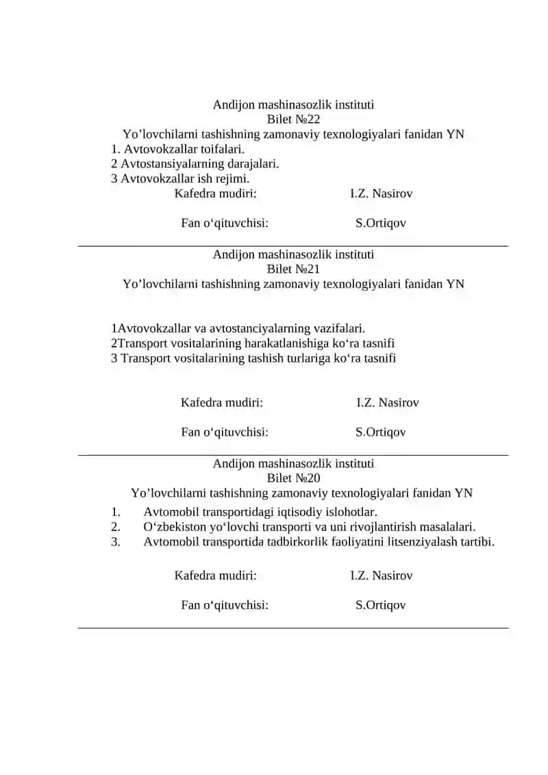 Andijon mashinasozlik instituti - Bilet №25 2