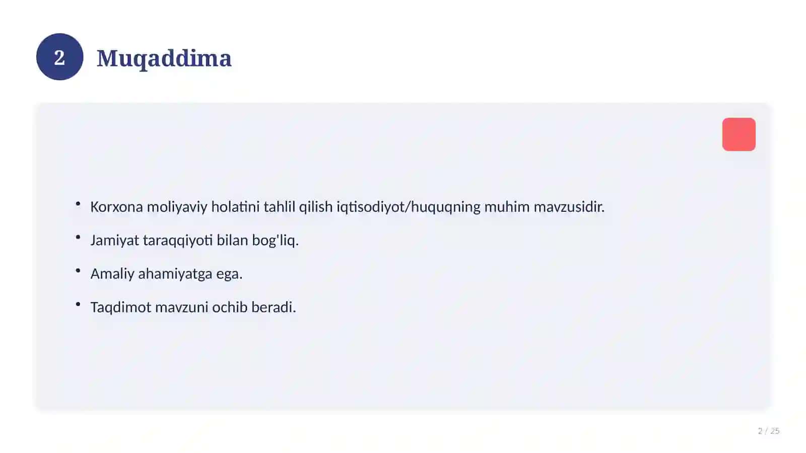 Korxona moliyaviy holatini tahlil qilish 2