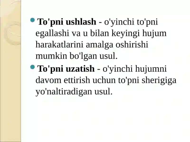Basketbolo’yni o‘yinlarda shug‘ullanishga doir mahoratlar 2