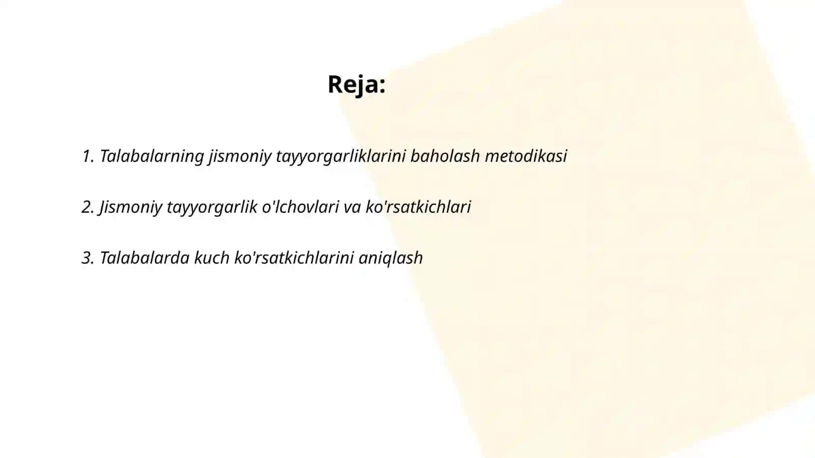 Talabalarning umumiy jismoniy tayyorgarliklarini aniqlash 2