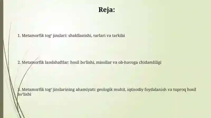 Metamorfik togʻ jinslarining shakllanishi va turlari 2