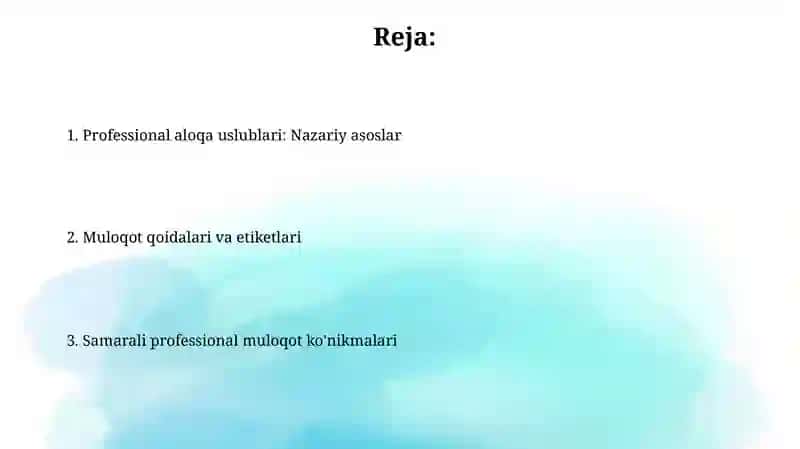 Kasbiy muloqot uslubiyati va qoidalar 2