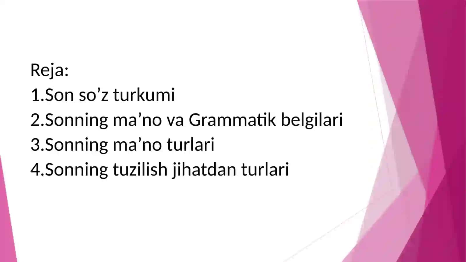 Son va olmosh so’z turkumlari 2