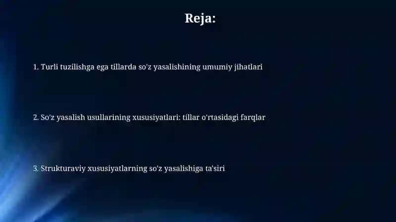 Turli tuzilishga ega tillarda soʻz yasalish usullarining umumiy jihatlari 2