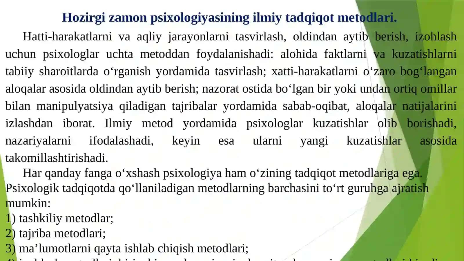 Umumiy psixologiya fanining ilmiy tadqiqot metodlari 2