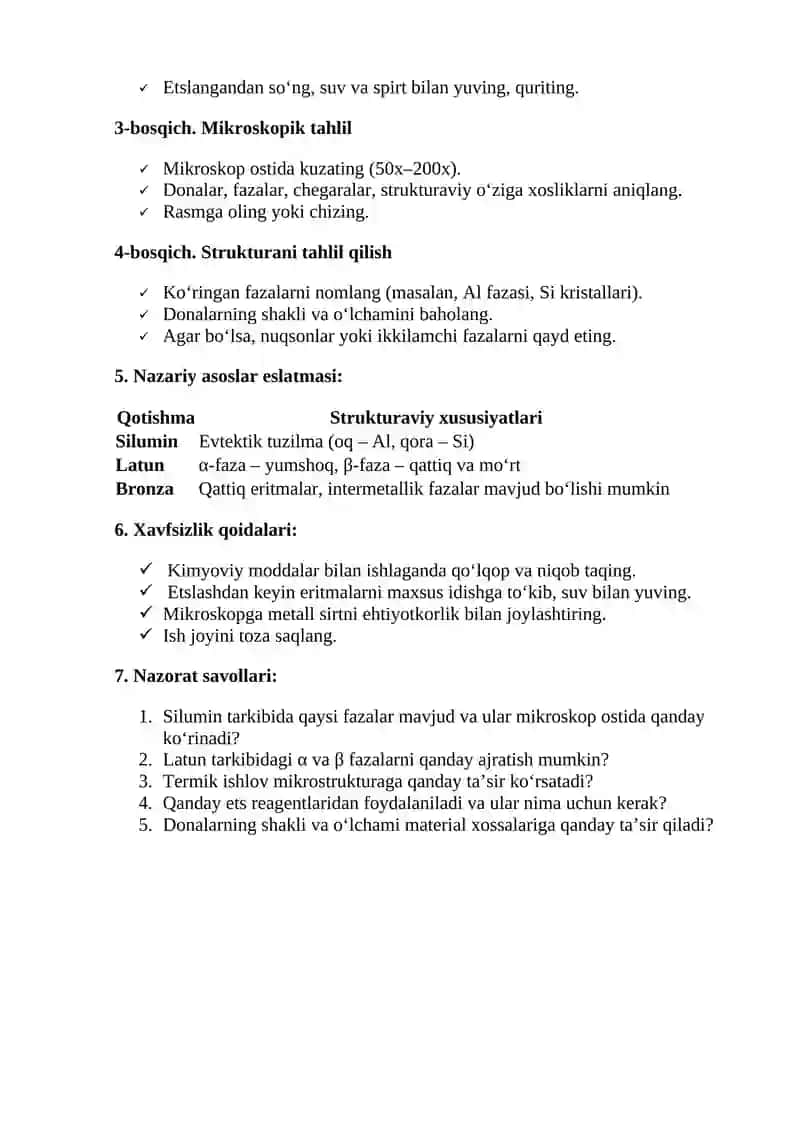 Materialshunoslik va konstruksion materiallar texnologiyasi 2