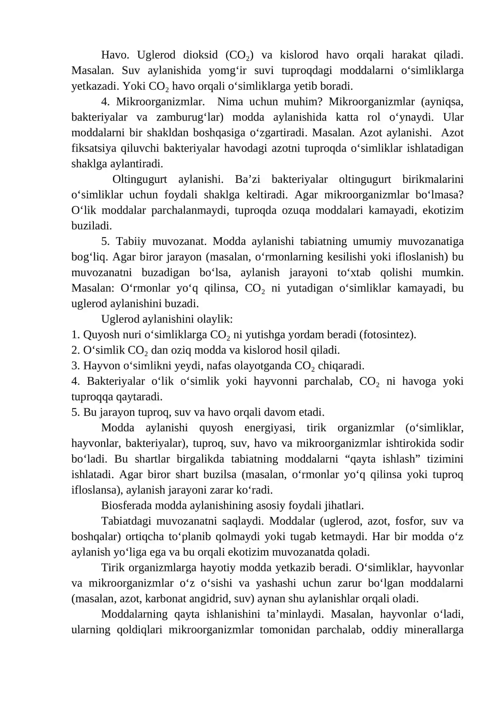 Biosferada moddalar va energiya aylanishi 2