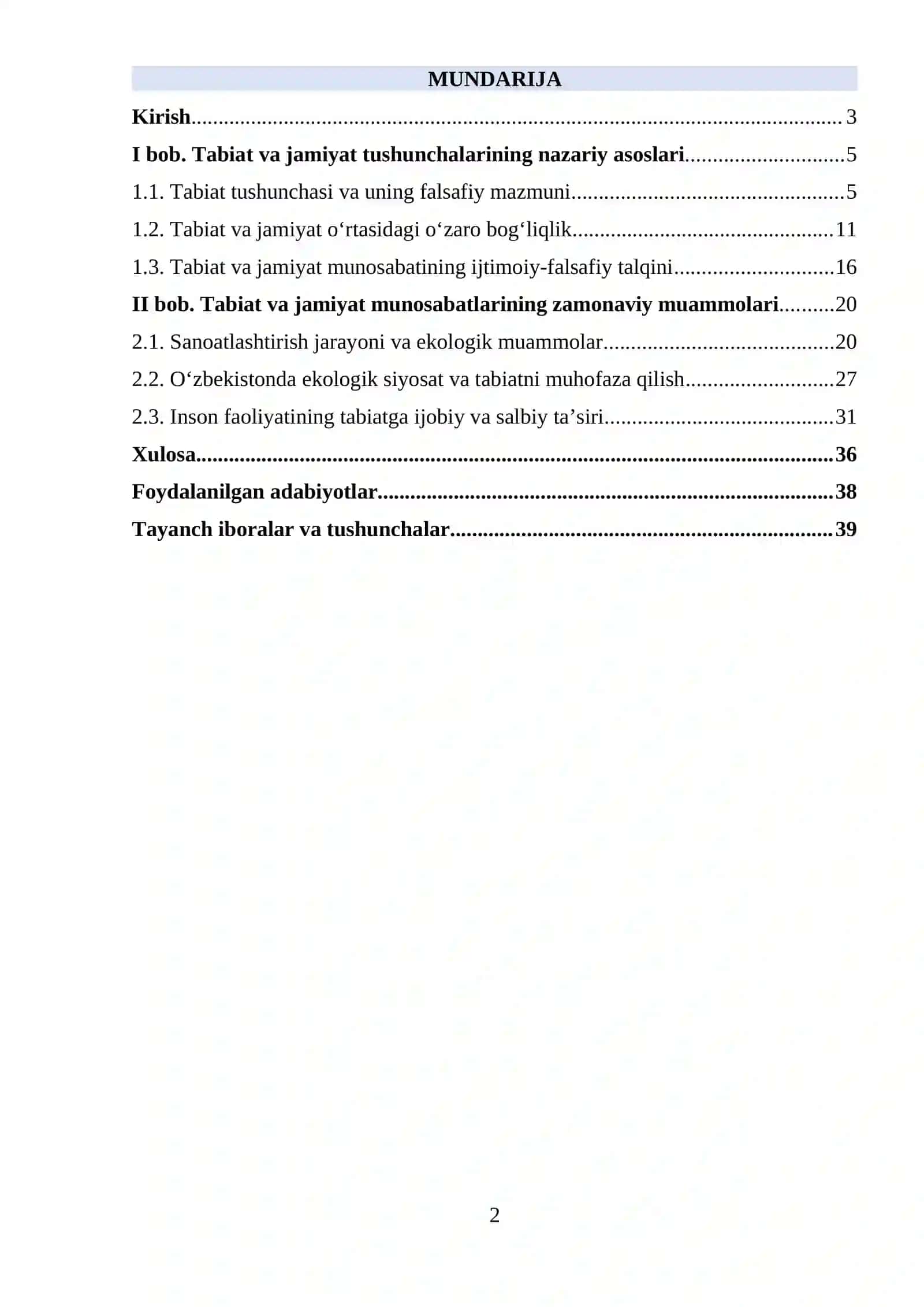 Tabiat va jamiyat tushunchalarining nazariy asoslari 2