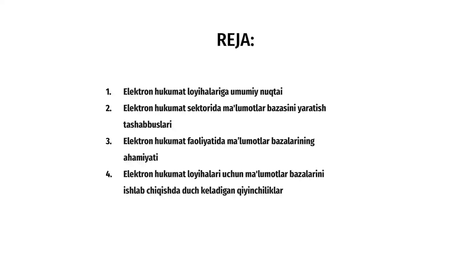 Elektron hukumatning ma’lumotlar bazalarini yaratish bo‘yicha asosiy loyihalari 2