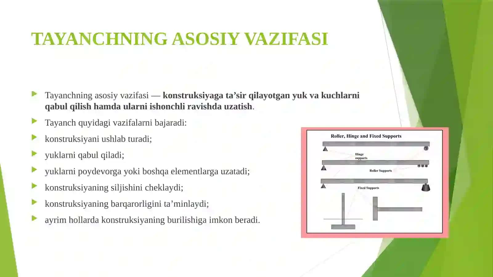 TAYANCH NIMA VA UNING ASOSIY VAZIFASI? 2