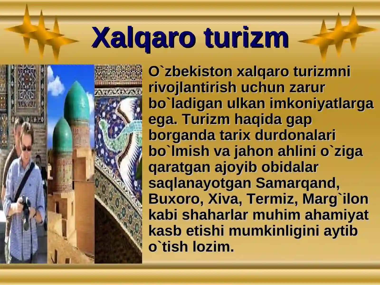 Xalqaro turizmni rivojlantirish imkoniyatlari 2