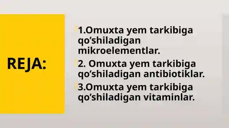 Omuxta yem tarkibiga mineral xom ashyolar va mikroelementlarni aralashtirish. 2