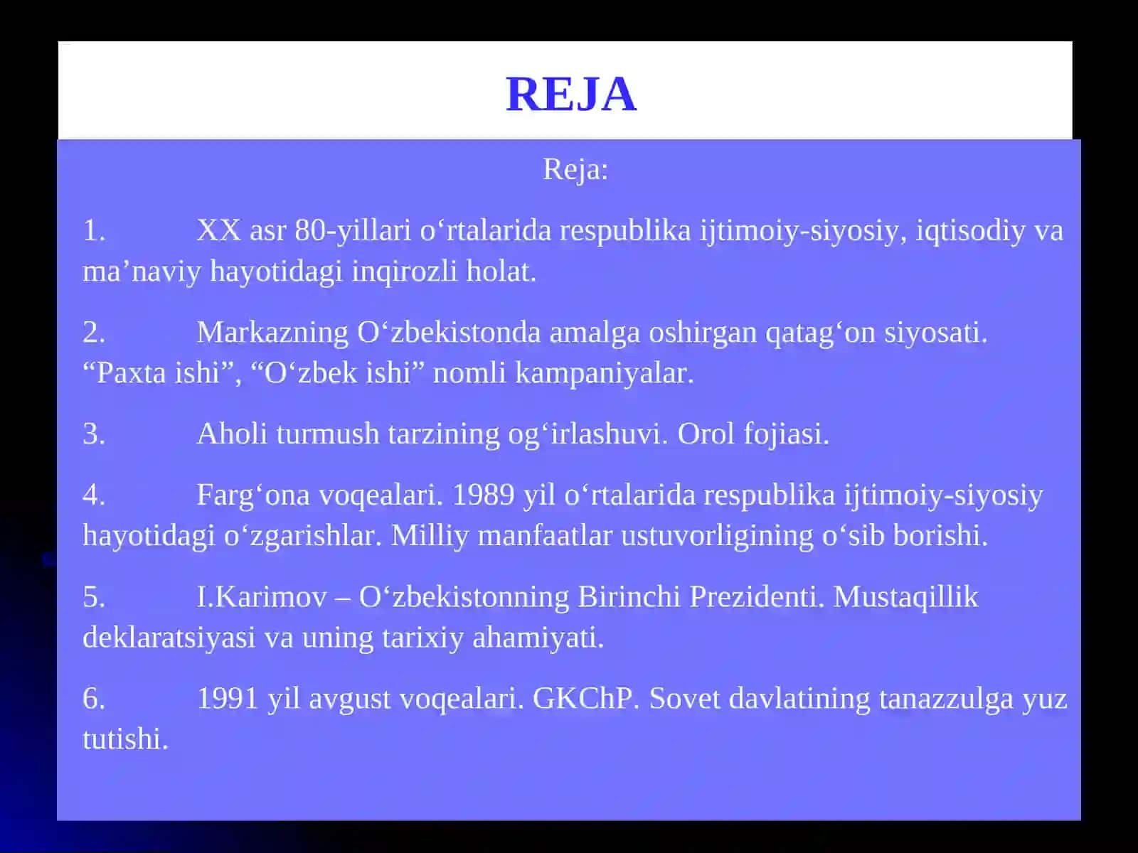 Mustaqillikka erishish arafasida O‘zbekistondagi ijtimoiy-siyosiy jarayonlar 2