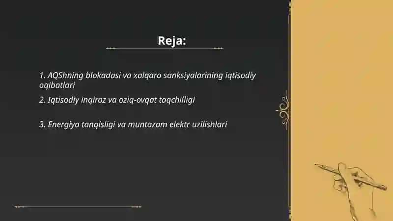 AQShning blokadasi va xalqaro sanksiyalarining iqtisodiy oqibatlari 2