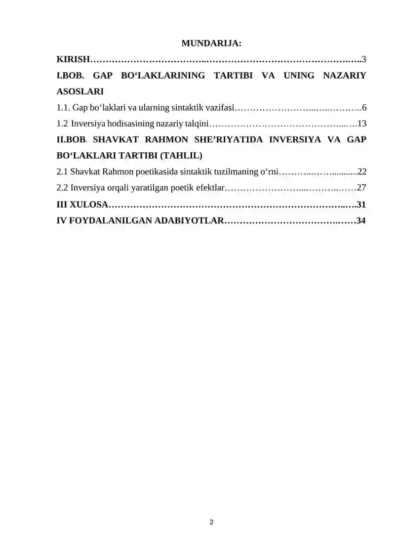 Gap bo‘laklarining tartibi. Inversiya (Shavkat Rahmon she'rlari tahlilida) 2