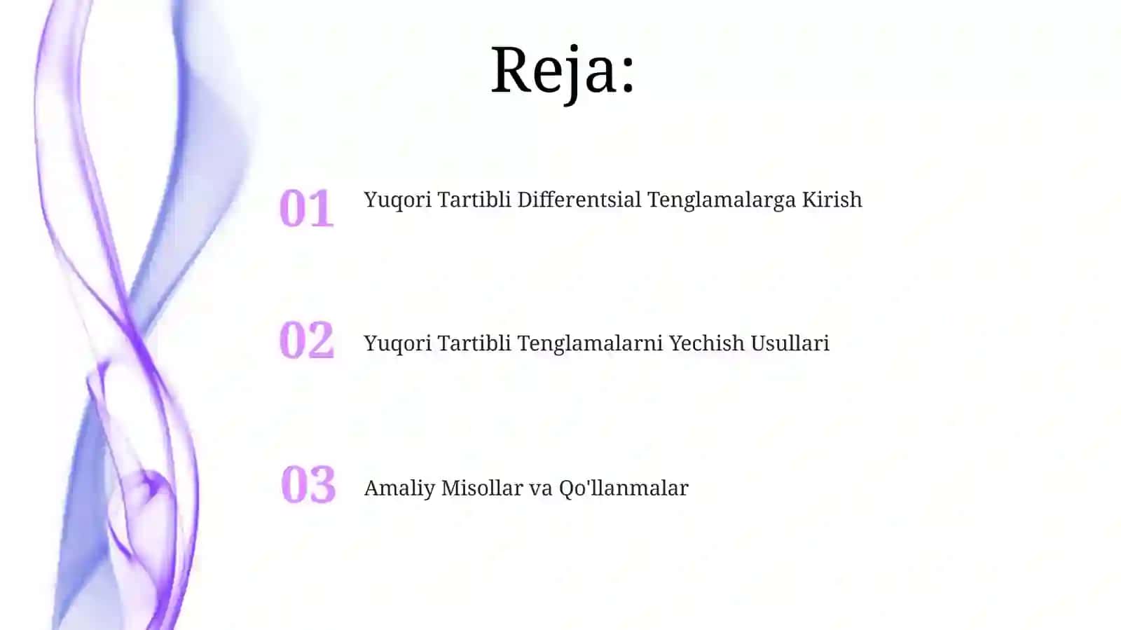 Yuqori tartibli defferinsial tenglamalar 2