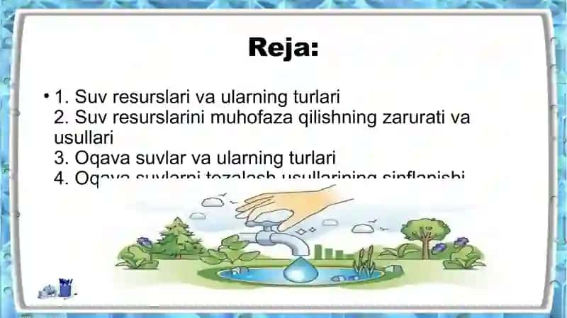 Suv resurslari va ularning muhofazasi. Oqava suvlar va ularni tozalash usullarining sinflanishi 2