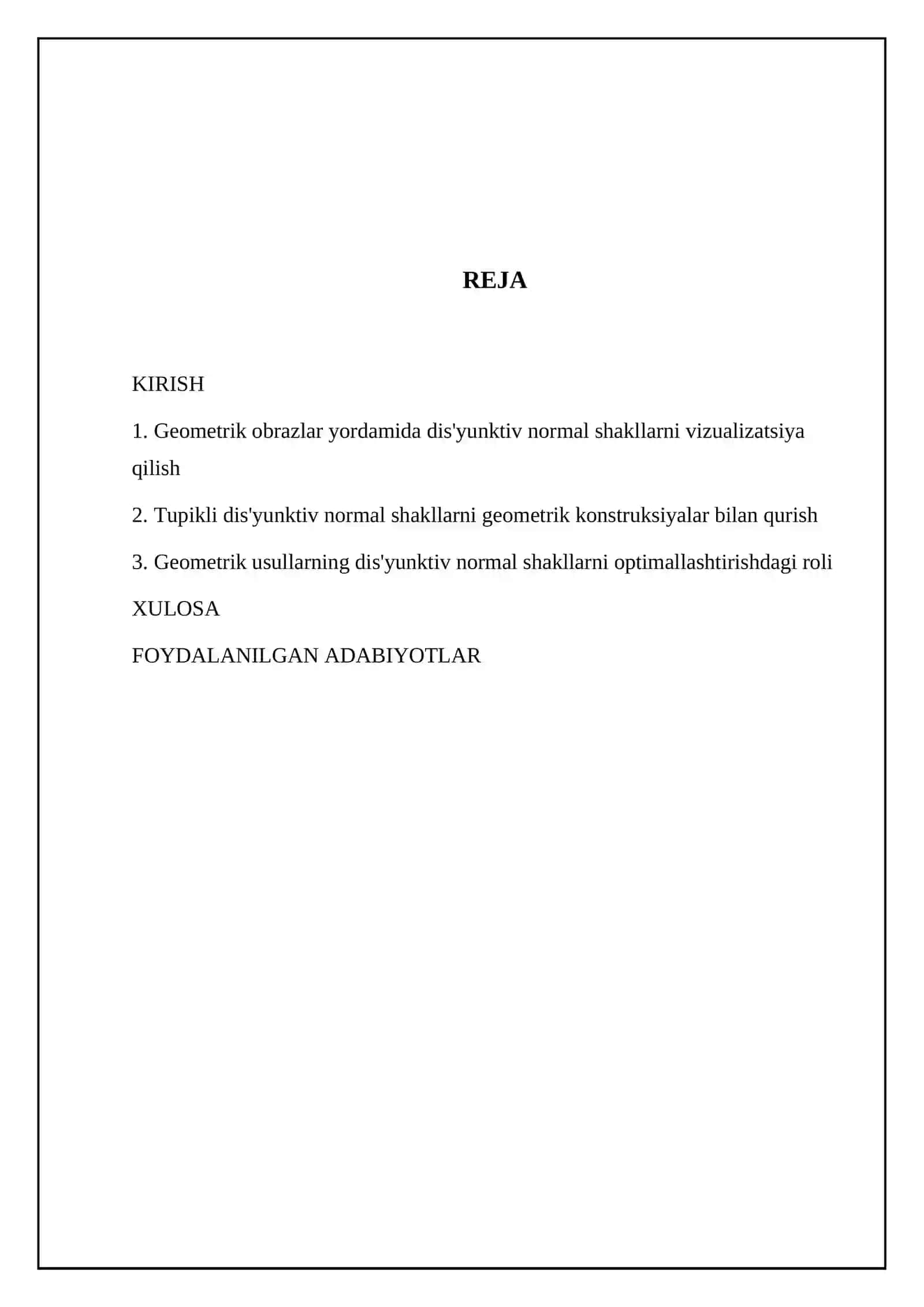 Tupikli diz’yunktiv normal shakllarni geometrik asosda yasash usullari 2