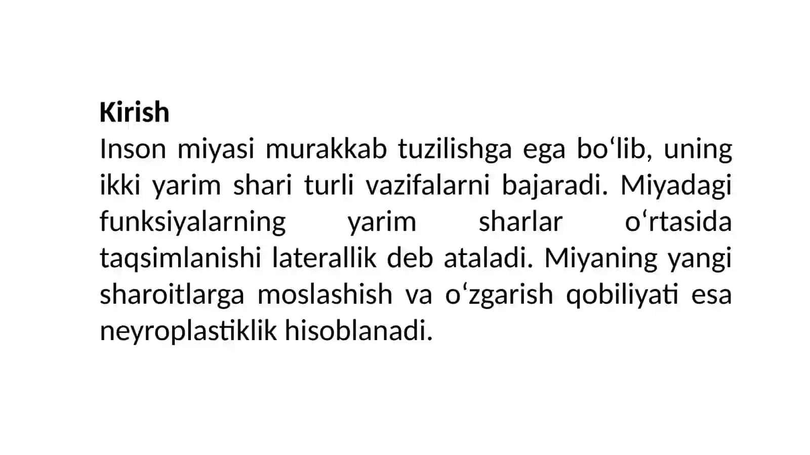 Laterallik va miyaning neyroplastikligi 2