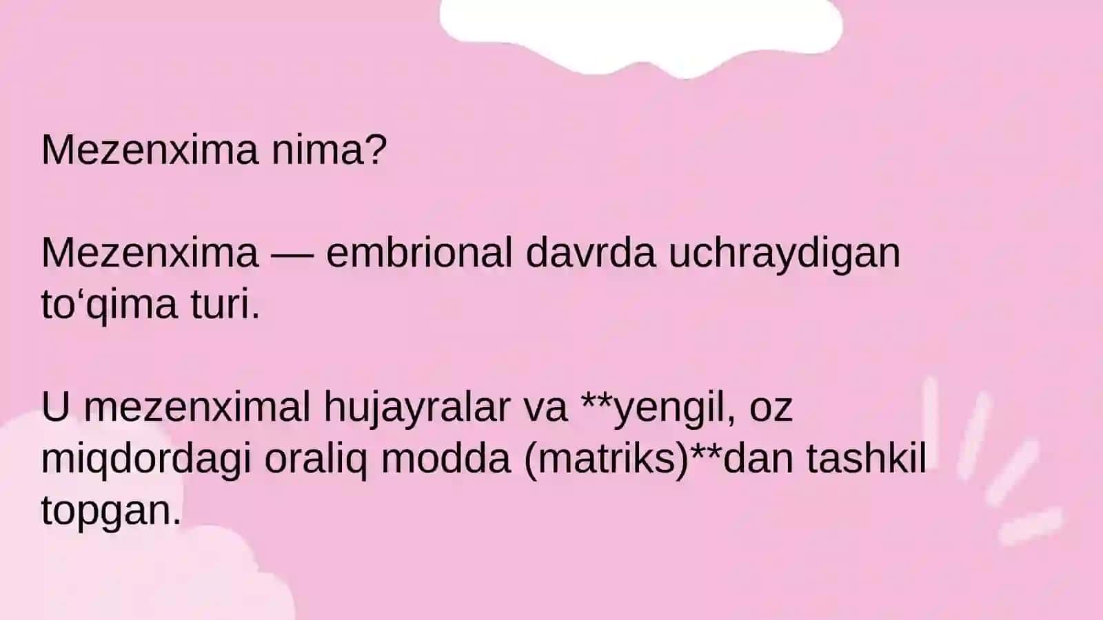 Mezenximaning tuzilishi va axamiyati 2
