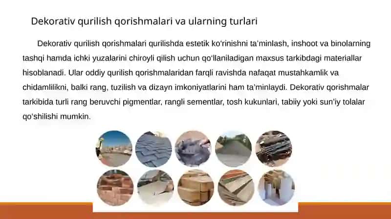 Dekorativ qurilish qorishmalarni ishlab chiqarishda pigment va rangli sementlarni qо‘llash 2