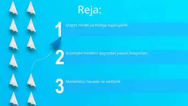 Qog'ozdan chizma asosida avtomobil modelini yasash 2