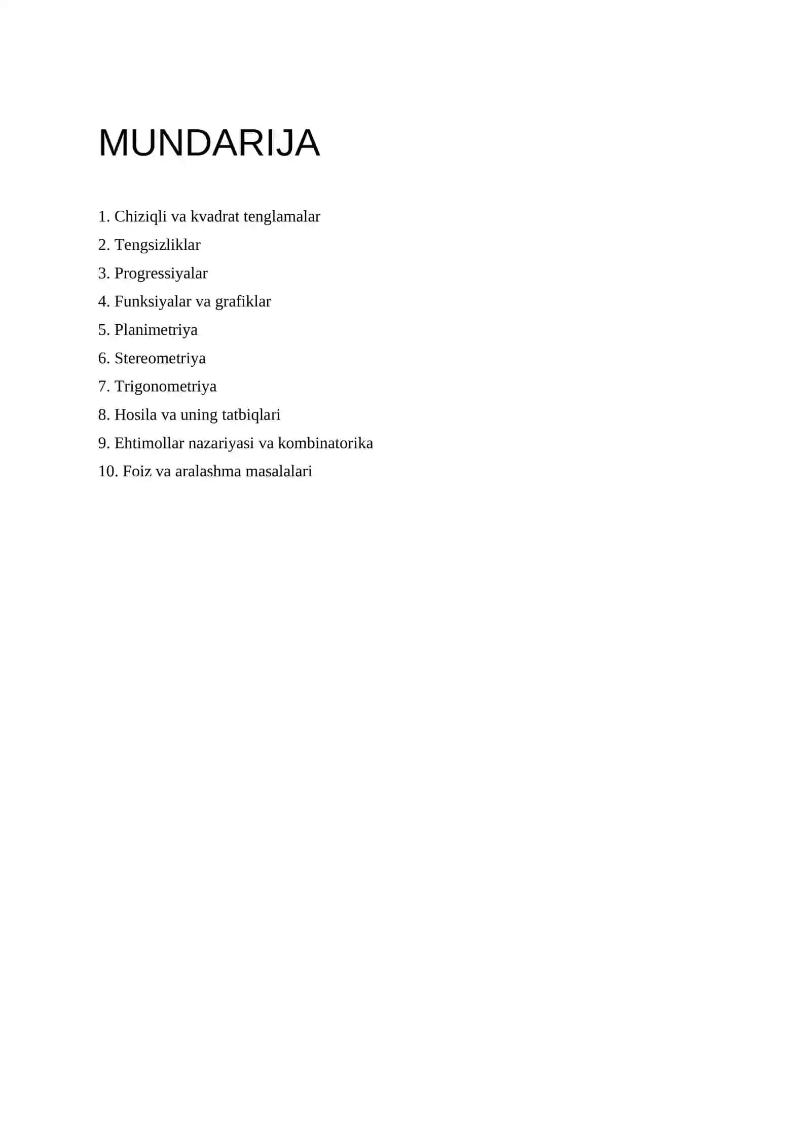 MATEMATIKA MASALALAR BANKI 2