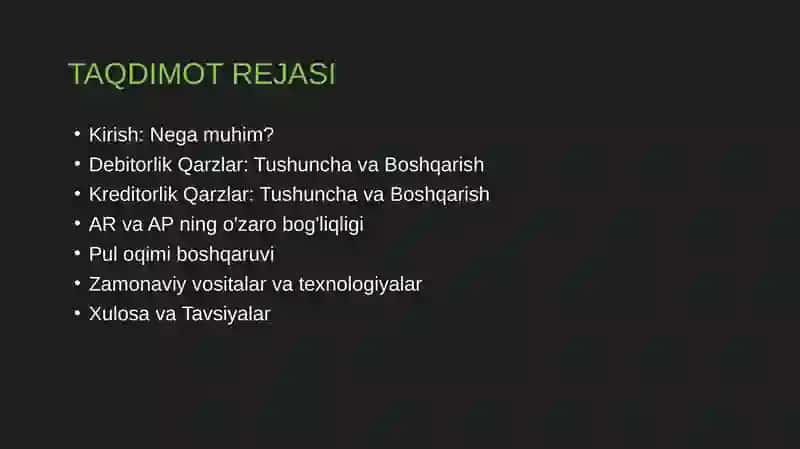 Debitorlik va Kreditorlik Qarzlarini Boshqarish 2