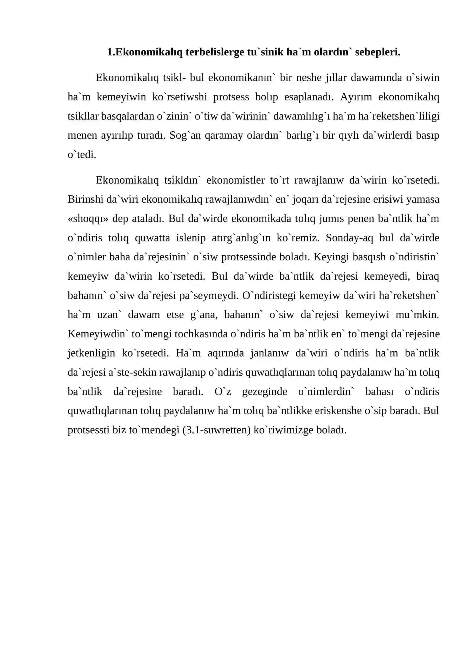 Ekonomikaliq terbelisler.Jumissizliq tu’rleri 2