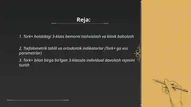 Ortodontiyada Tork + holatdagi 3 klass bemorni davolash jora tadbirlari 2