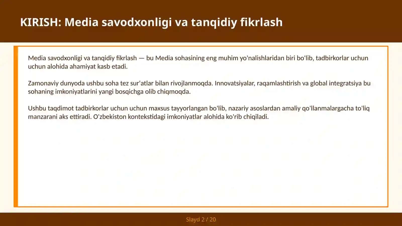 MEDIA SAVODXONLIGI VA TANQIDIY FIKRLASH 2