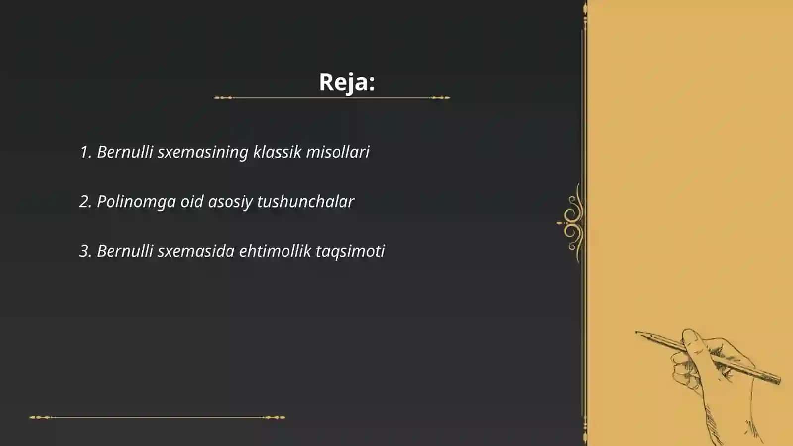 Bernulli sxemasini umumlashtirish. Polinamial formula 2